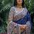 Blue color tussar silk madhubani print sarees
