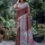 Coffee color tussar silk blend madhubani print sarees