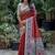 Red color tussar silk madhubani print sarees