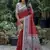 Red color tussar silk blend madhubani print sarees