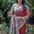 Red color tussar silk madhubani print sarees