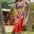 Orange color tussar silk blend madhubani print sari