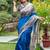 Blue color tussar silk madhubani print sari