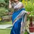 Blue color tussar silk madhubani print sari