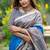 Blue color tussar silk madhubani print sari