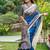 Blue color tussar silk madhubani print sari