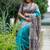 Sea green color tussar silk madhubani print sari