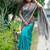 Sea green color tussar silk madhubani print sari