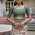Green-multicolor tussar silk patola print sari