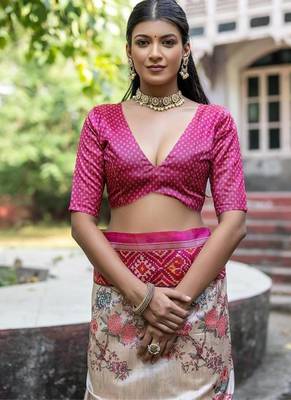 Rani-multicolor tussar silk blend patola print sari 2