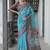 Firozi color tussar silk temple border print sarees