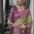 Mehendi color tussar silk temple border print sarees