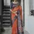 Red color tussar silk blend temple border print sarees