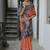 Red color tussar silk temple border print sarees