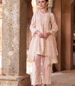 Pink embroidered silk chanderi kurta set