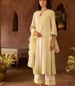 Mint green embroidered silk chanderi kurta set