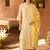 Lemon yellow embroidered silk chanderi kurta set