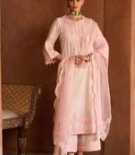 Pink embroidered silk chanderi kurta set
