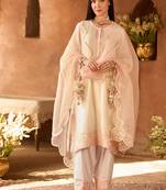 Pink embroidered silk chanderi kurta set