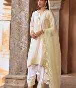 Mint green embroidered silk chanderi kurta set
