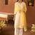 Lemon yellow embroidered silk chanderi kurta set