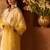 Lemon yellow embroidered silk chanderi kurta set