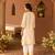 Lemon yellow embroidered silk chanderi kurta set