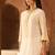 Lemon yellow embroidered silk chanderi kurta set