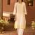 Lemon yellow embroidered silk chanderi kurta set