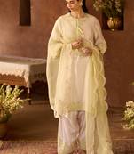 Mint green embroidered silk chanderi kurta set
