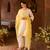 Lemon yellow embroidered silk chanderi kurta set