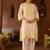 Lemon yellow embroidered silk chanderi kurta set