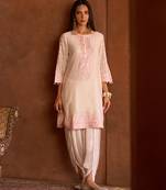 Pink embroidered silk chanderi kurta set