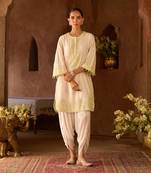 Mint green embroidered silk chanderi kurta set