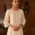 Daisy ivory blue embroidered silk chanderi kurta set