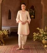 Pink embroidered silk chanderi kurta set