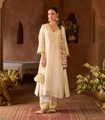 Mint green embroidered silk chanderi kurta set