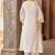 Lemon yellow embroidered silk chanderi kurta set