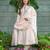 Women's cream muslin cotton embroidered mandarin neck kurta set with dupatta