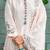 Women's cream muslin cotton embroidered mandarin neck kurta set with dupatta
