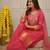 Women's peach viscose silk embroidered round neck kurta set with chanderi cotton dupatta