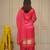 Women's peach viscose silk embroidered round neck kurta set with chanderi cotton dupatta