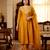 Women's gold vichitra silk embroidered round neck kurta set with dupatta