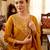 Women's gold vichitra silk embroidered round neck kurta set with dupatta
