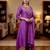 Women's purple vichitra silk embroidered round neck kurta set with dupatta