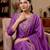 Women's purple vichitra silk embroidered round neck kurta set with dupatta