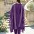 Women's purple muslin printed v-neck luxury kurta set with printed muslin silk dupatta