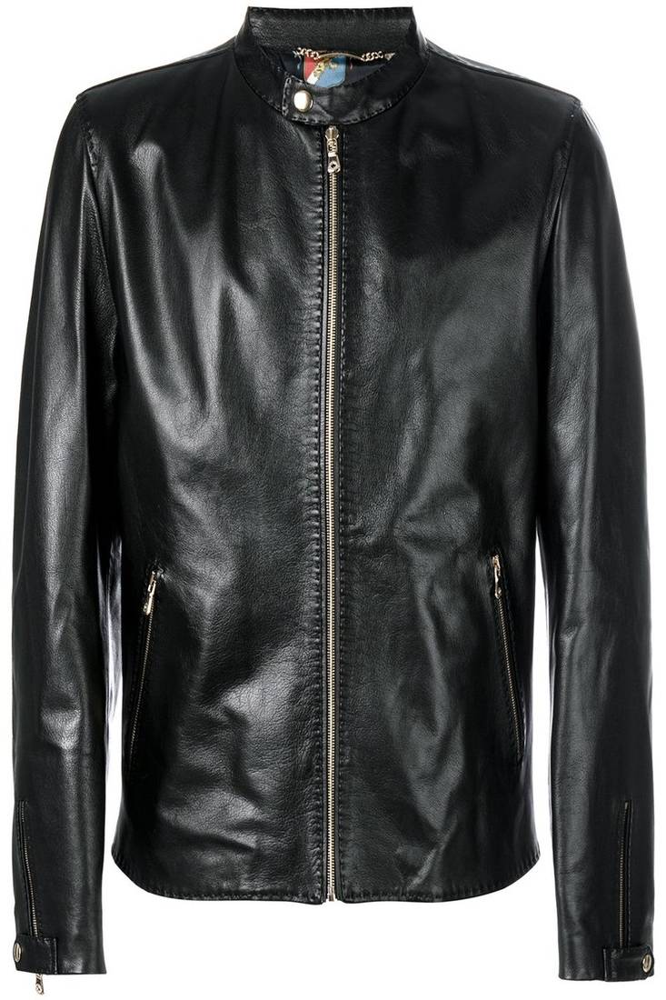 Men's genuine lambskin leather jacket leather motorcycle biker racer style jacket-cl-m76