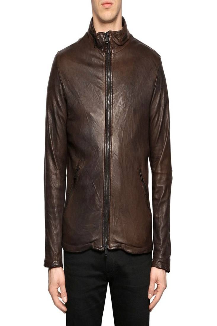 Men's genuine lambskin leather jacket leather motorcycle biker racer style jacket-cl-m64