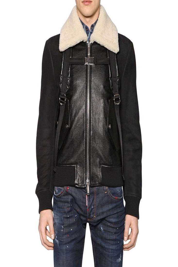 Men's genuine lambskin leather jacket leather motorcycle biker racer style jacket-cl-m66